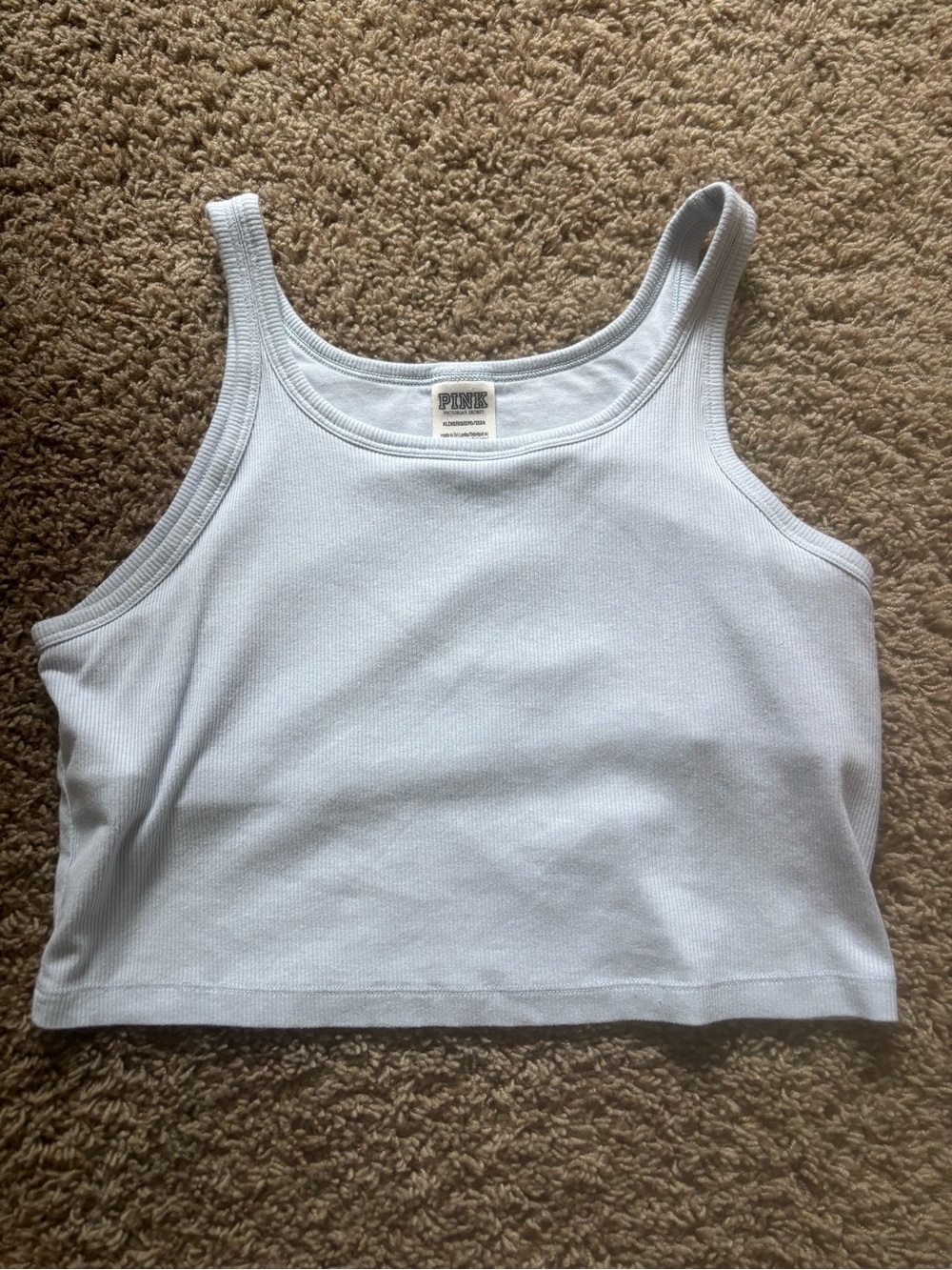 PINK Victoria's Secret White Ribbed Crop Tank